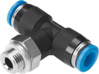 qst-g14-8 Festo QS Series T Fitting, G 1/4 Male to Push In 8 mm, Threaded-to-Tube Connection Style, 186161