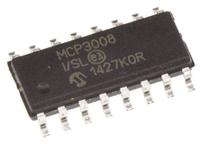 mcp3008-isl Microchip, Octal 10-bit- ADC 200ksps, 16-Pin SOIC