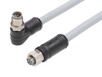 1205010120 Brad from Molex Cordset, 5 Contacts, Cable, M12 Connector, Plug, Socket, Female/Male, IP67, 120501 Series