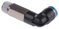 qsll-14-8 Festo QS Series Elbow Threaded Adaptor, R 1/4 Male to Push In 8 mm, Threaded-to-Tube Connection Style, 153080