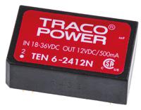ten-6-2412n TRACOPOWER TEN 6N DC-DC Converter, 12V dc/ 500mA Output, 18 → 36 V dc Input, 6W, Through Hole, +85°C Max Temp