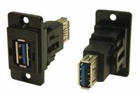 235-4749 RS PRO Straight, Panel Mount, Socket to Socket- Dual Port Type A to A 3.0 USB Connector