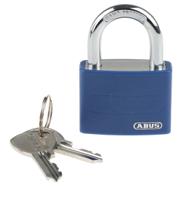 50867-t65al40-blue ABUS Key Weatherproof Aluminium, Steel Safety Padlock, 6.5mm Shackle, 43mm Body