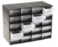 909-7000 RS PRO 20 Drawer Storage Unit, PP, 210mm x 270mm x 130mm, Black