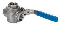 499-1950 RS PRO Stainless Steel T Port, 3 Way, Ball Valve, Threaded, BSPP 3/4in, 68bar Operating Pressure