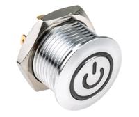 175-8735 RS PRO Illuminated Push Button Switch, Momentary, Panel Mount, 16mm Cutout, SPST, Blue LED, 36V dc, IP67