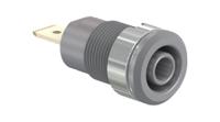 233060-28 Staubli Grey Socket Banana Connector, 4 mm Connector, Faston Terminal Termination, 32A, 1kV, Gold Plating