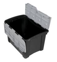 838-6551 RS PRO 60L Black, Grey PP Large Storage Box, 385mm x 595mm x 412mm