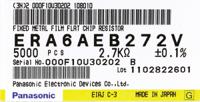 era6aeb272v Panasonic ERA 2.7kΩ, 0805 (2012M) Thin Film SMD Resistor ±0.1% 0.125W
