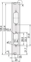 30118345 nVent SCHROFF 30118 Series Aluminium Front Panel, 128.4 x 19.98mm