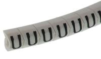 901-10318 HellermannTyton Helagrip Slide On Cable Markers, Black on White, Pre-printed "U", 4 → 9mm Cable,