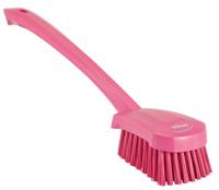 41861 Vikan Hard Bristle Pink Scrubbing Brush, 36mm bristle length, PET bristle material