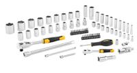 stmt82831-1 Stanley 72-Piece Metric 1/2 in; 1/4 in Deep Socket/Standard Socket/Bit Set with Ratchet, 6 point; Hex Bit; Phillips