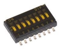 dha-08t-q APEM 8 Way Surface Mount DIP Switch SPST, Flush Slide Actuator