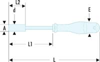 74at9 Facom Hexagon Nut Driver, 9 mm Tip, 125 mm Blade, 245 mm Overall