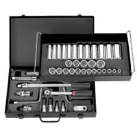 s450up Facom 44-Piece Imperial 1/2 in Deep Socket/Standard Socket/Bit Set with Ratchet, 12 point