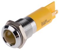 211-140 RS PRO Yellow Panel Mount Indicator, 12V dc, 14mm Mounting Hole Size, Solder Tab Termination