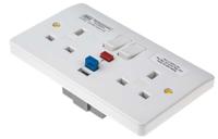 k6231-whi MK Electric Logic Plus 13A, BS Fixing, Active, 2 Gang RCD Socket, Flush Mount , Switched, IP2XD, 240 V ac, White