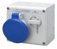 5001683 Scame Switchable IP44 Industrial Interlock Socket 2P+E, Earthing Position 6h, 16A, 250 V