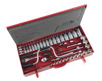 75-s49a SAM 49-Piece Metric 1/2 in Deep Socket/Standard Socket Set with Ratchet, 12 point