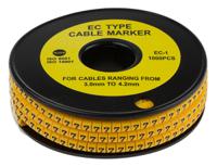 812-0824 RS PRO Slide On Cable Markers, Black on Yellow, Pre-printed "7", 3 → 4.2mm Cable