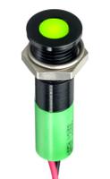 249-4307 RS PRO Green Panel Mount Indicator, 2V dc, 8mm Mounting Hole Size, Lead Wires Termination, IP67