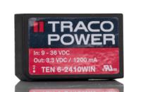 ten-6-2410win TRACOPOWER TEN 6WIN DC-DC Converter, 3.3V dc/ 1.2A Output, 9 → 36 V dc Input, 6W, Through Hole, +85°C Max Temp