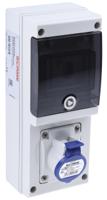 6321613-r Scame, DOMINO IP44 Blue Wall Mount 2P + E RCD Industrial Power Connector Socket, Rated At 16A, 230 V