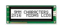 mc21609ab6w-fptlw-v2 Midas MC21609AB6W-FPTLW-V2 AB Alphanumeric LCD Display White, 2 Rows by 16 Characters, Transflective