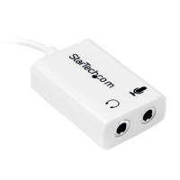 muyhsmffadw StarTech.com Male 3.5mm Stereo Jack to Female 3.5mm Stereo Jack x 2 Aux Cable, White, 150mm MUYHSMFFADW