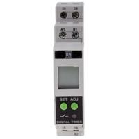 896-6860 RS PRO DIN Rail Mount Timer Relay, 24 → 240V ac/dc, 2-Contact, 01. s → 999h, DPST