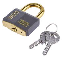 xr0084gy-40 ABUS Key Weatherproof Brass Safety Padlock, 6mm Shackle, 40mm Body