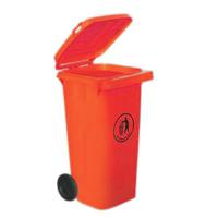 236-4387 RS PRO 120L Red Flip Polypropylene Dustbin