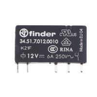 345170120010 Finder PCB Mount Relay, 12V dc Coil, 6A Switching Current, SPDT