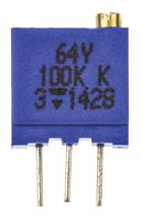 m64y104kb40 Vishay 64Y Series 19 (Electrical), 22 (Mechanical)-Turn Through Hole Trimmer Resistor with Pin Terminations, 100kΩ