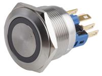 811-8569 RS PRO Illuminated Push Button Switch, Momentary, Panel Mount, 22mm Cutout, SPDT, Yellow LED, 250V ac, IP65, IP67