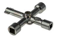 985548 Facom Aluminium 4-way Control Cabinet Key, 4 cavities: - 2 square cavities: 6, 8 mm (A). - 1 triangular cavity: 9 mm