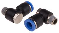 916-0855 RS PRO Elbow Threaded Adaptor, R 1/8 Male to Push In 8 mm, Threaded-to-Tube Connection Style