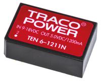 ten-6-1211n TRACOPOWER TEN 6N DC-DC Converter, 5V dc/ 1.2A Output, 9 → 18 V dc Input, 6W, Through Hole, +85°C Max Temp -40°C