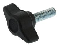 169-272 RS PRO Black Wing Clamping Knob, M6, Threaded Stud