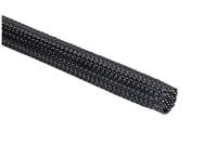 170-12500-hegp25-pet-bk HellermannTyton Expandable Braided PET Black Cable Sleeve, 25mm Diameter, 5m Length, Helagaine HEGP Series