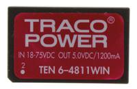 ten-6-4811win TRACOPOWER TEN 6WIN DC-DC Converter, 5V dc/ 1.2A Output, 18 → 75 V dc Input, 6W, Through Hole, +85°C Max Temp
