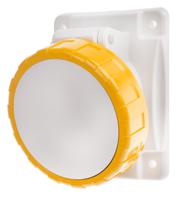 4181660 Scame IP66, IP67 Yellow Panel Mount 2P + E Heavy Duty Power Connector Socket, Rated At 16A, 110 V