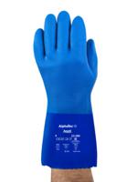 23200100 Ansell AlphaTec Blue Cotton Work Gloves, Size 10, Polyvinyl Chloride Coating