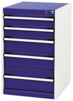 4001803711v Bott 5 Drawer Storage Unit, Steel, 800mm x 525mm x 650mm, Blue, Grey