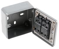k3592-alm MK Electric Silver Metal Clad Switch, 2 Way, 2 Gang, Metalclad