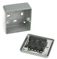 k3593-alm MK Electric Silver Metal Clad Switch, 2 Way, 3 Gang, Metalclad