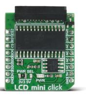 mikroe-2453 MikroElektronika MIKROE-2453, LCD Mini Click LCD Display Adapter Board With 2x16 Monochrome Character Display