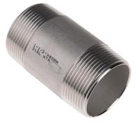 499-3287 RS PRO Stainless Steel Pipe Fitting, Straight Circular Barrel Nipple, Male R 1-1/2in x Male R 1-1/2in