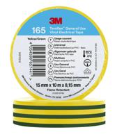 3m-165-greenyellow-15mm-x-10m 3M Temflex 165 Green, Yellow PVC Electrical Tape, 15mm x 10m